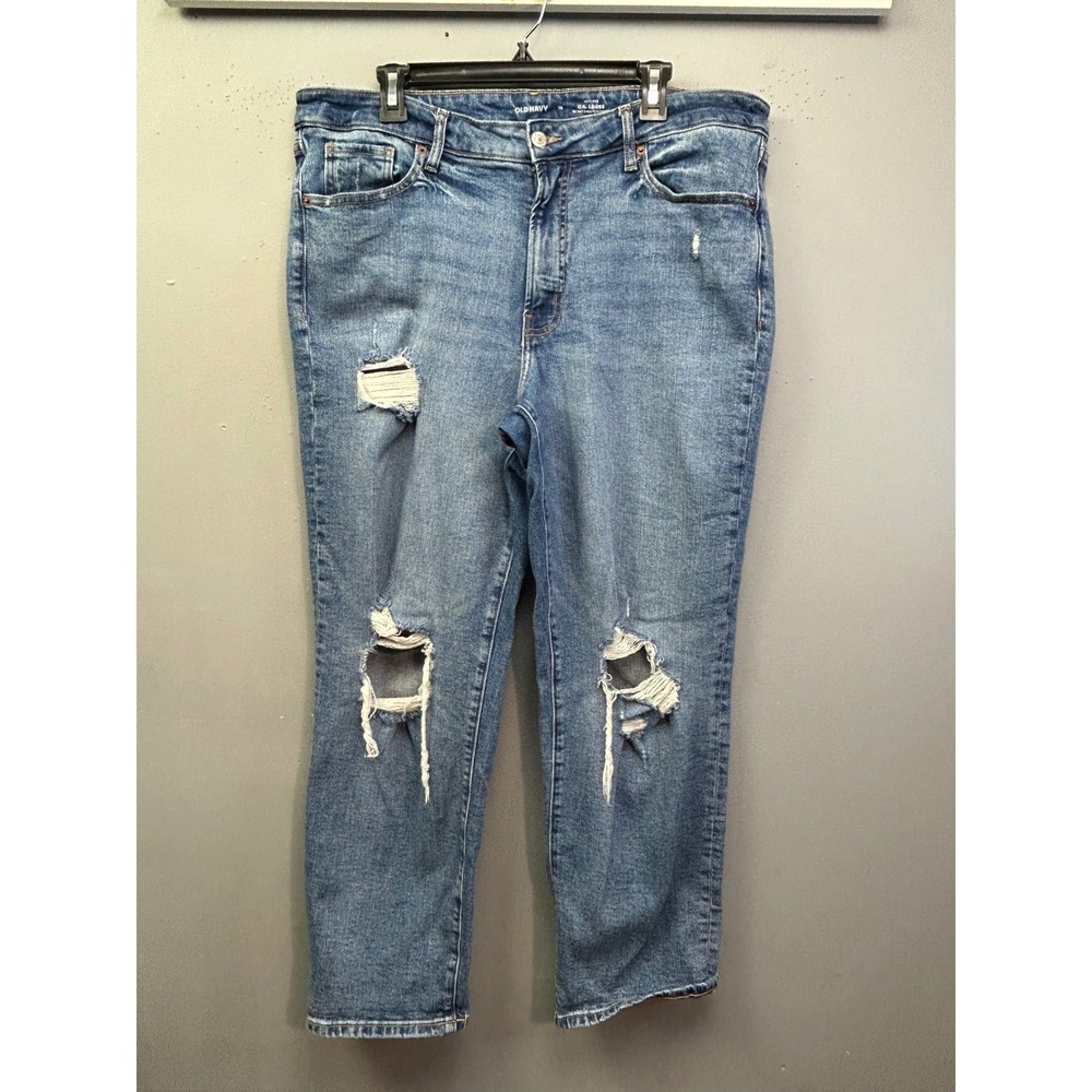 Old Navy Jeans Women 16 Blue O.G. Loose High-Rise Distressed Denim Plus size